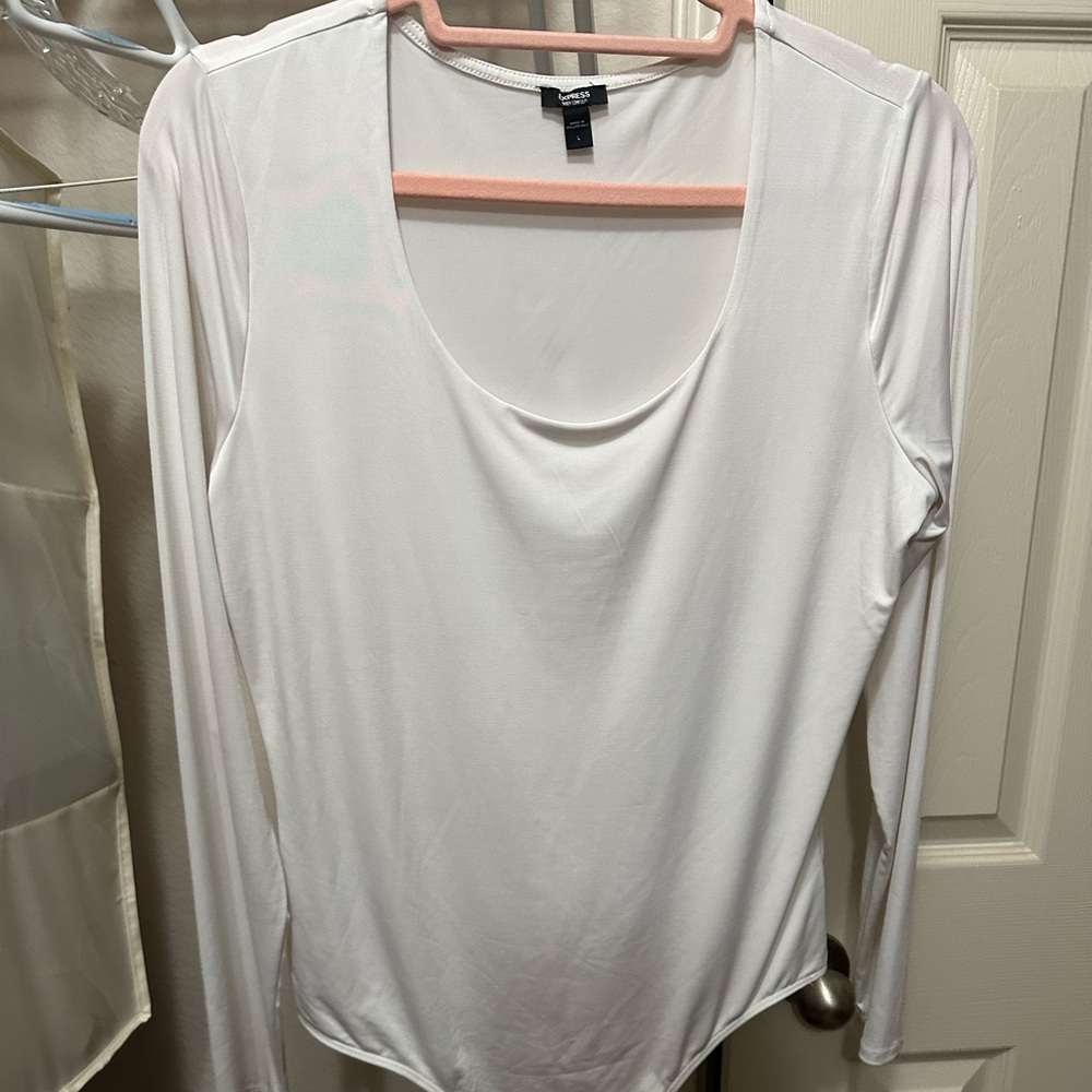 Body Contour Stretch Cotton Scoop Neck Long Sleeve Bodysuit